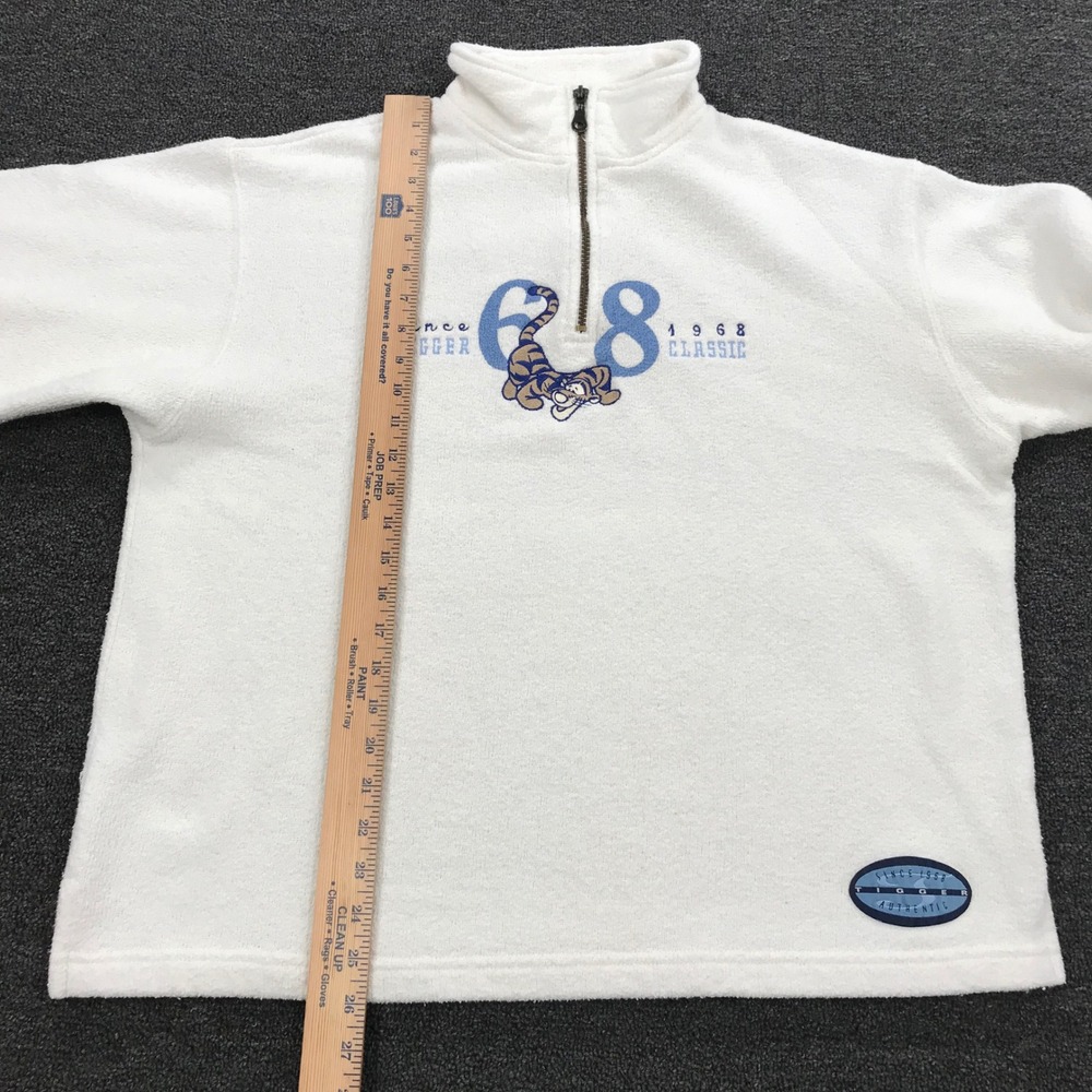 Disney Store Vintage Tigger 68 Classic Fleece Quarter Zip Pullover White Cream M - Picture 6 of 7